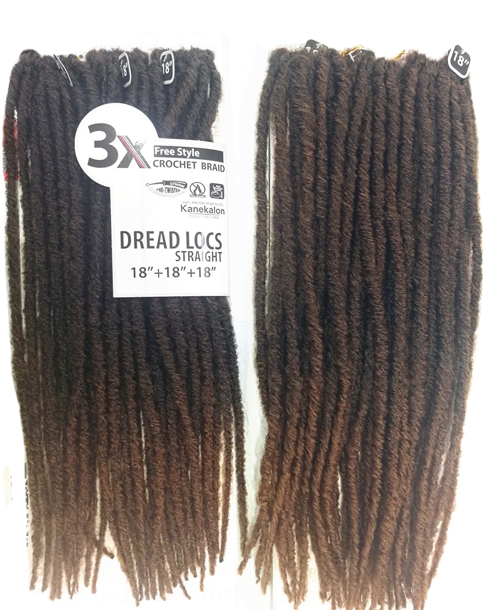 3X свободного фасона, LOCS прямые волосы 18 "18" 18 "130gr премиум качества вязаная крючком коса