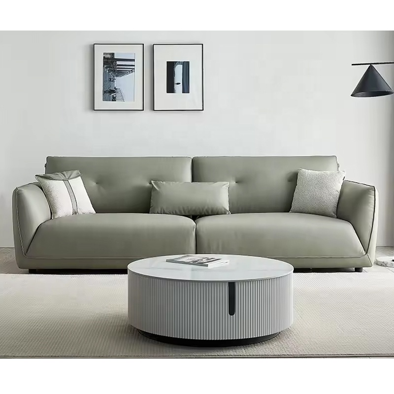 111021-1 Quanu custom high quality 2.62m length italian luxury leather sofa set living room furniture