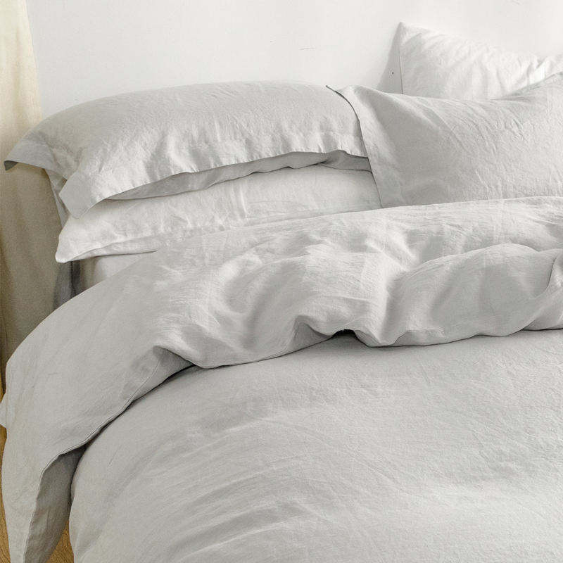 Premium Pure Linen Fabric Bedding Set Home Use Plain Color Sheet Pillowcase & Duvet Cover --- Made for Comfort!