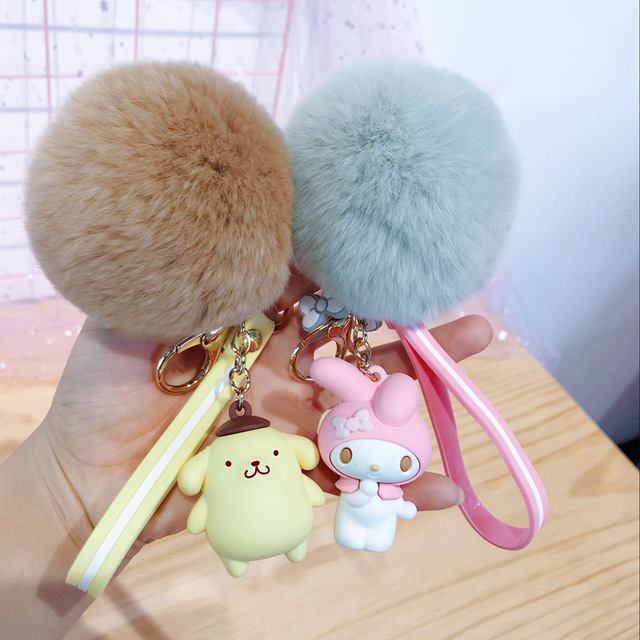 Симпатичные DIY эмаль силиконовые подарок кукла помпон мех животных мяч Pom брелок с браслет
