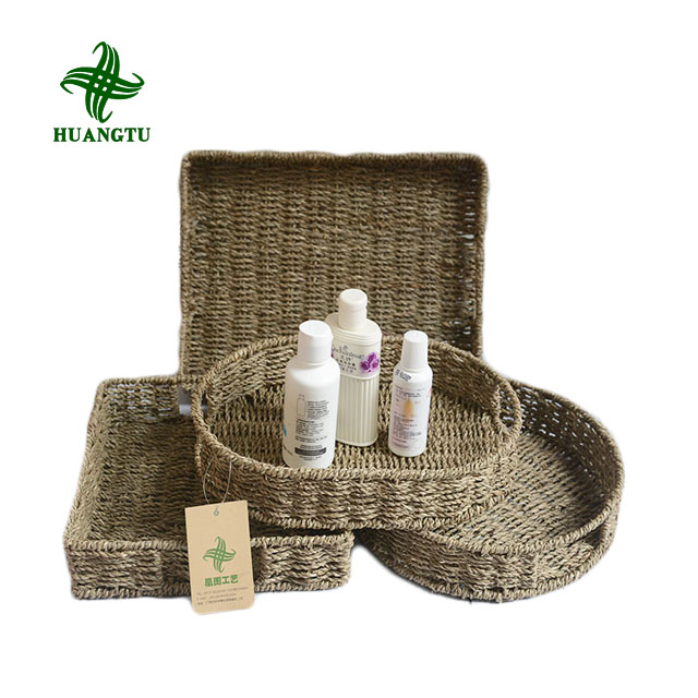 Корзина для хранения натуральной морской травы с ручками, корзина для хранения мелочей