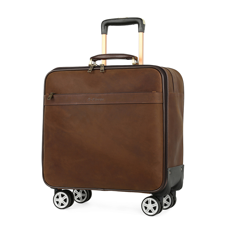 Custom Small Business Vintage Cowhide Leather Duffle Bag Travel Trolley Bag Luggage Crazy Horse Leather Suitcases With Wheels