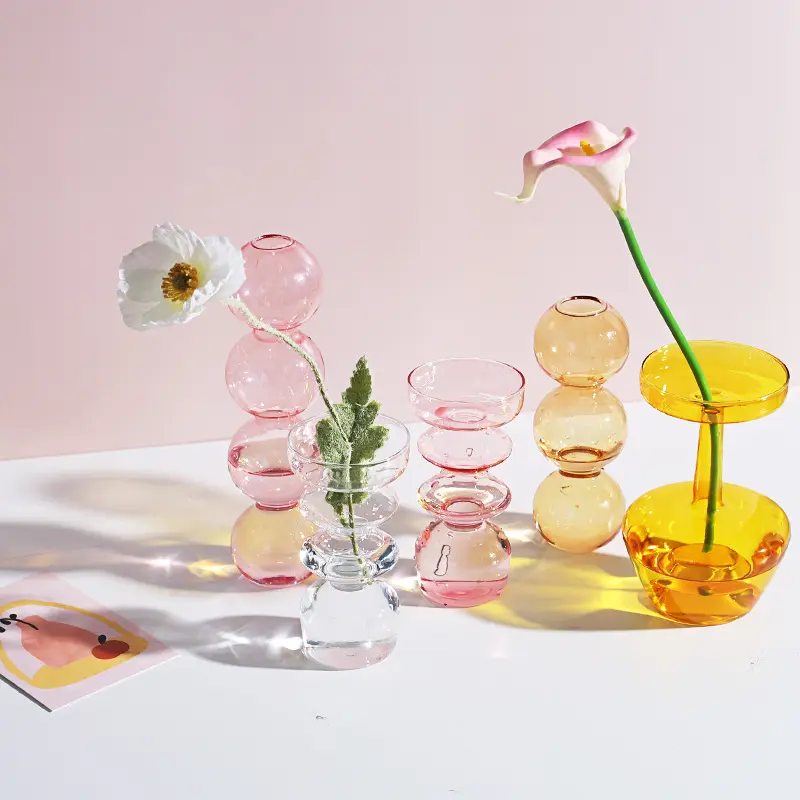 Ins lovely style B & B living room dining table decoration transparent bubble hydroponic vase colored glass art vase