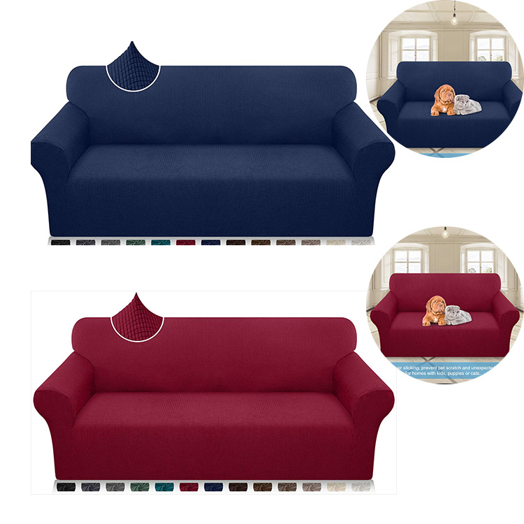 BINDI Solid Color Thick Stretch Fabric Fitted Waterproof Sofa Covers for Living Room