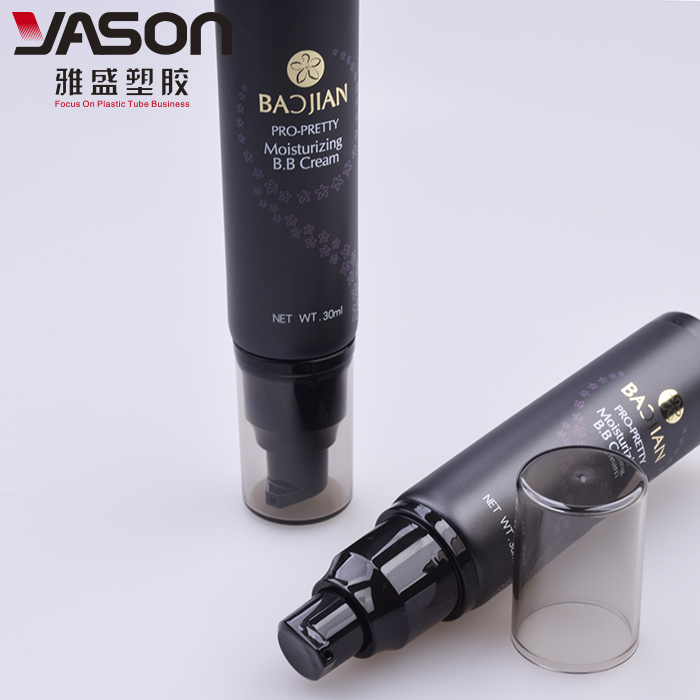 Plastic soft airless black empty matte cosmetic tube packaging