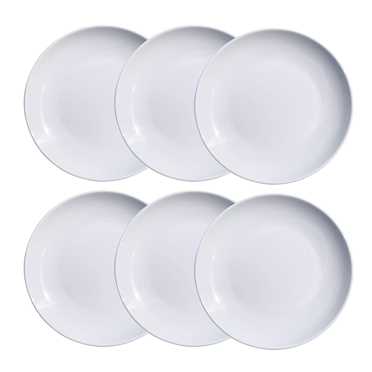 6 Pack Unbreakable Round White 10.25 Inch Melamine Dinnerware Dinner Dishes Plates for Restaurant