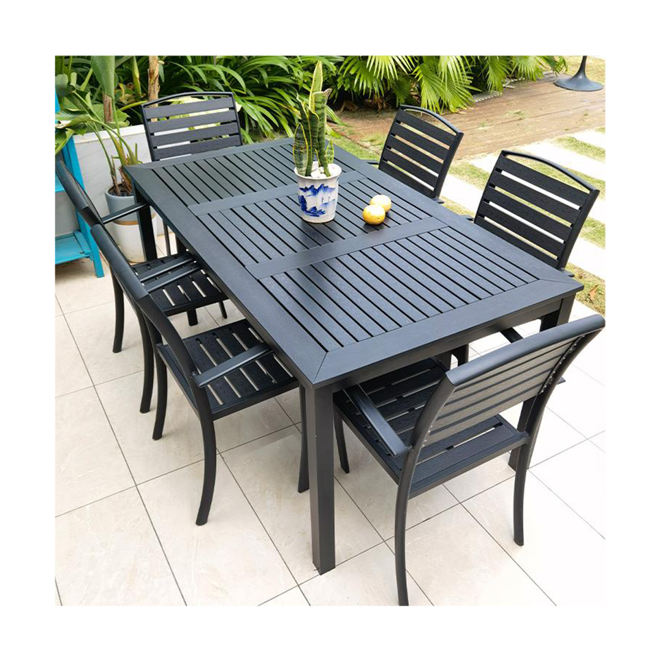 Factory wholesale Hot sale custom outdoor furniture patio plastic wood garden chairs aluminum alloy tables and chairs