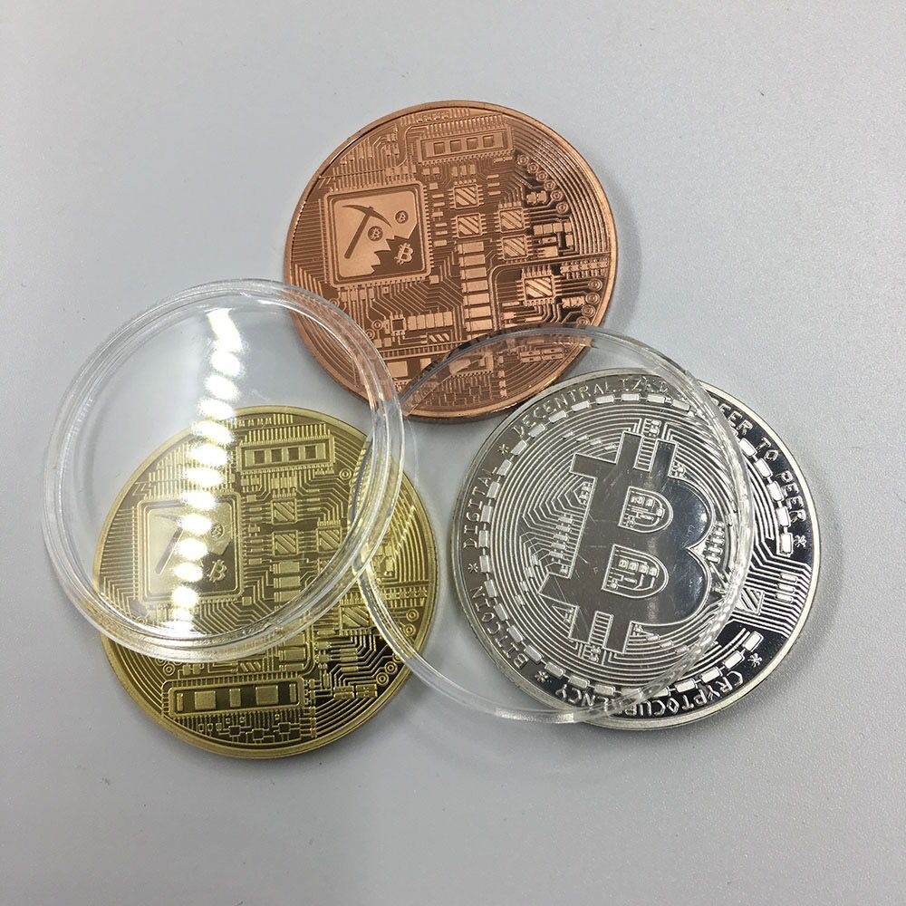 Оптовая продажа, металлический, медный, серебряный, позолоченный сувенир, Биткоин, Биткоин, брелок для монет