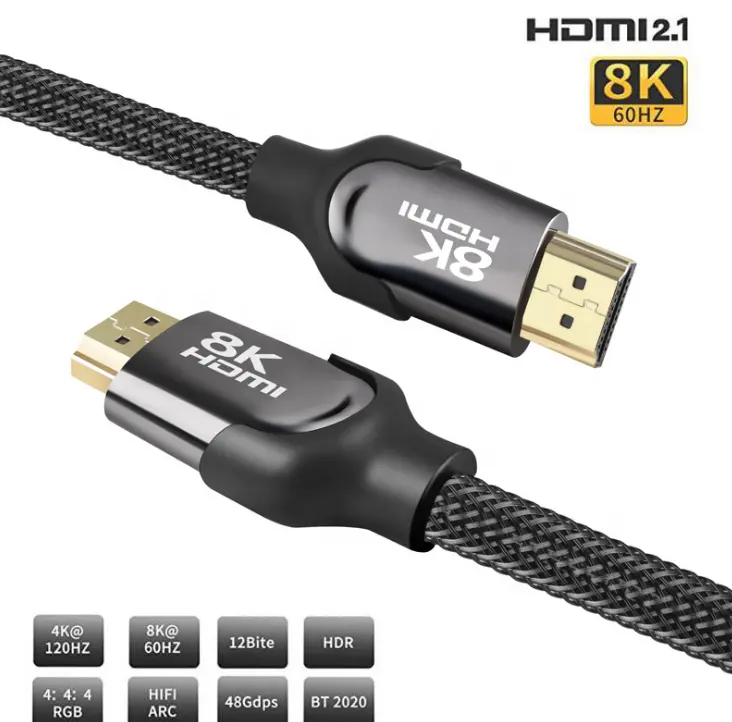 24K Gold Plated 90 degree male to male 8k 4k@60hz hdmi cable awm 20276