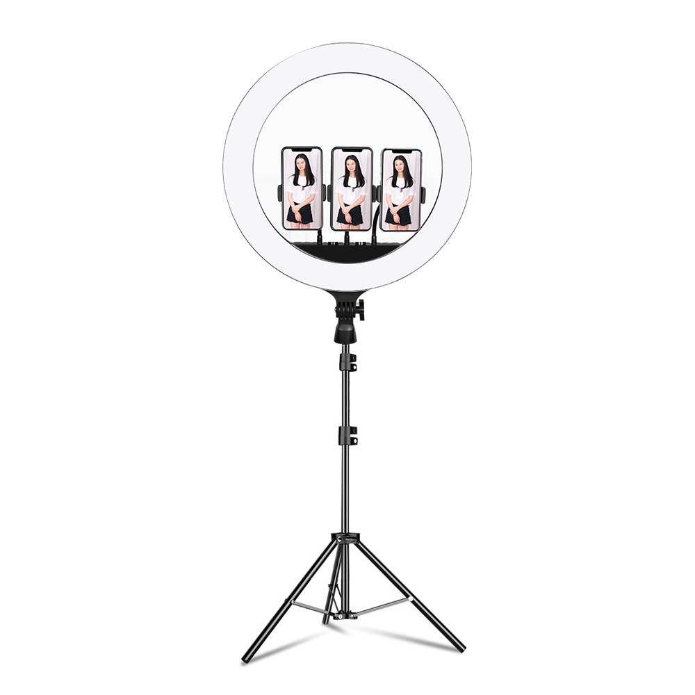 Кольцевой светильник 18 дюймов led 2700-6500K 55W с регулируемой яркостью фотографическое освещение с подставкой