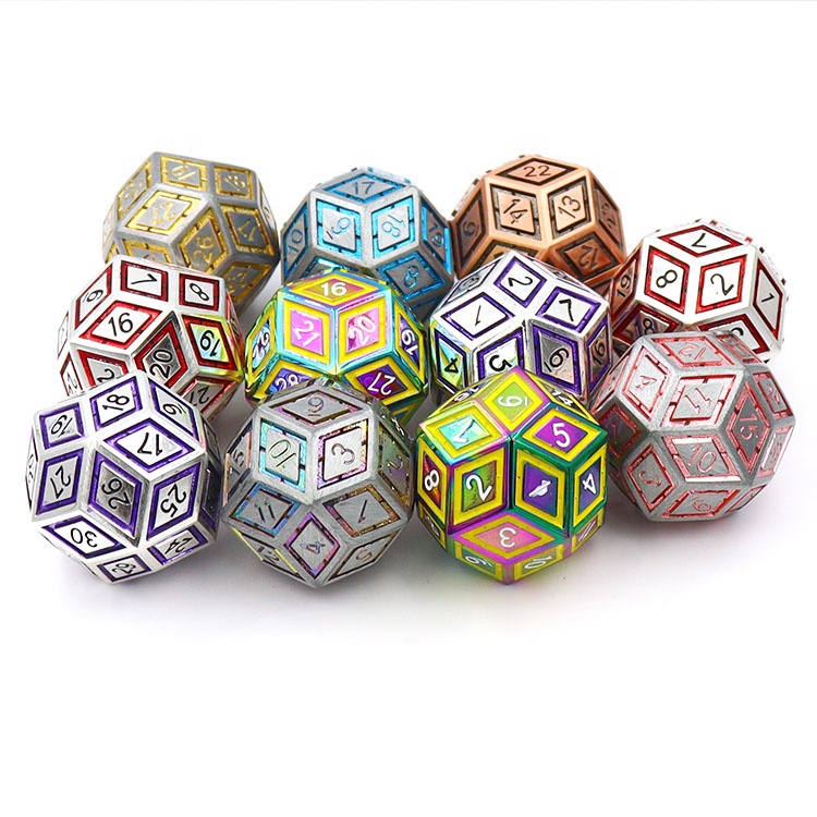 Оптовая продажа с завода, металлические цифровые игральные кости DND D20 D24 D30 D100, металлические многогранные кости