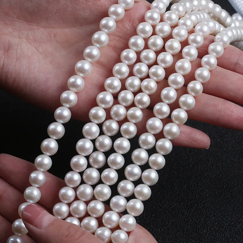 8-9mm white loose Chinese akoya pearls strand for jewelry making