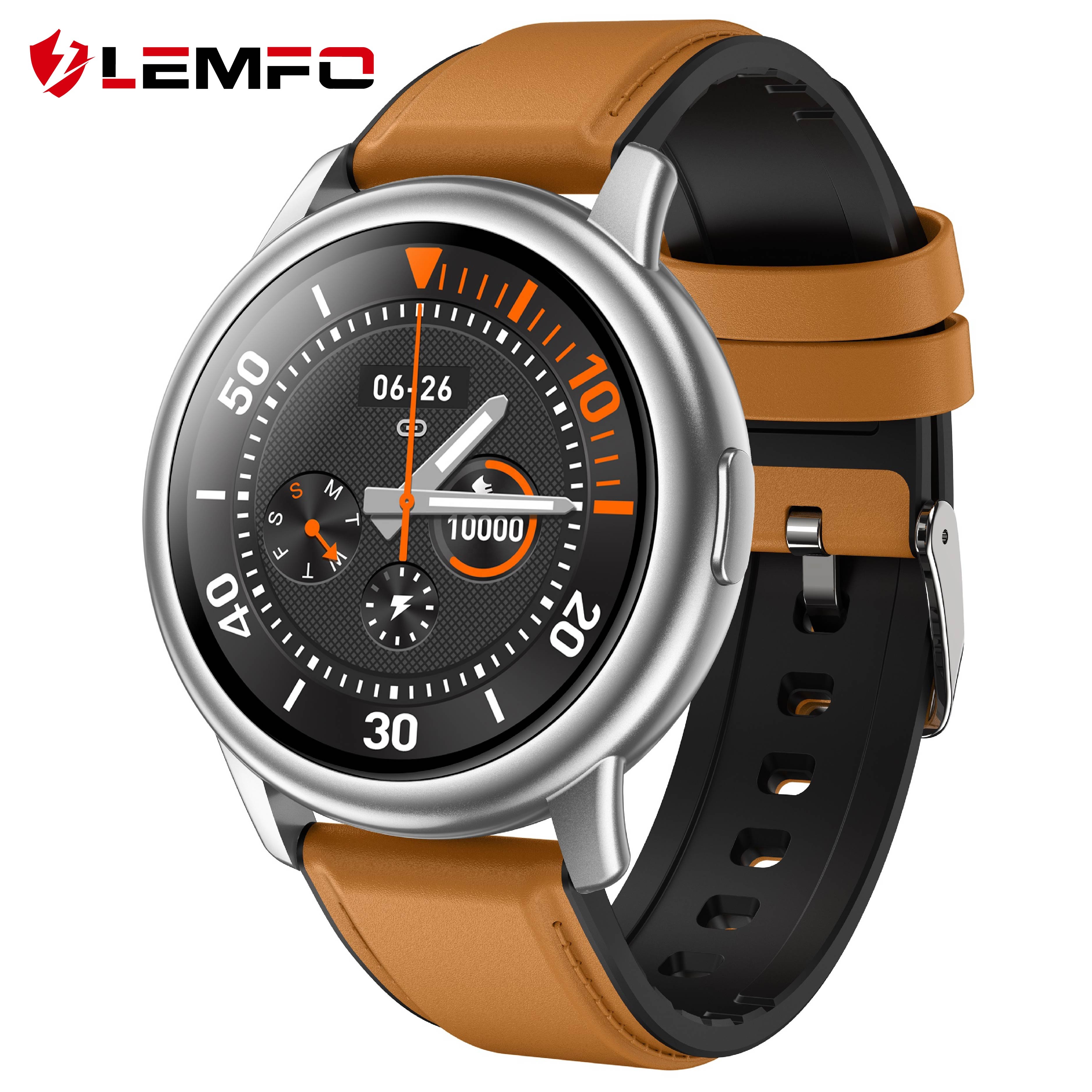 LEMFO 2021 Новый LF28 IP68 водонепроницаемый Нержавеющая сталь кожаный ремешок дешевые цифровые мужские Смарт-часы для Android IOS