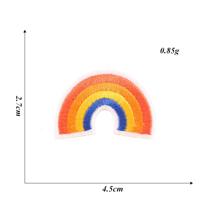 Customized Heat Press Rainbow Adhesive Fabric Patch Embroidered Patches For Clothes