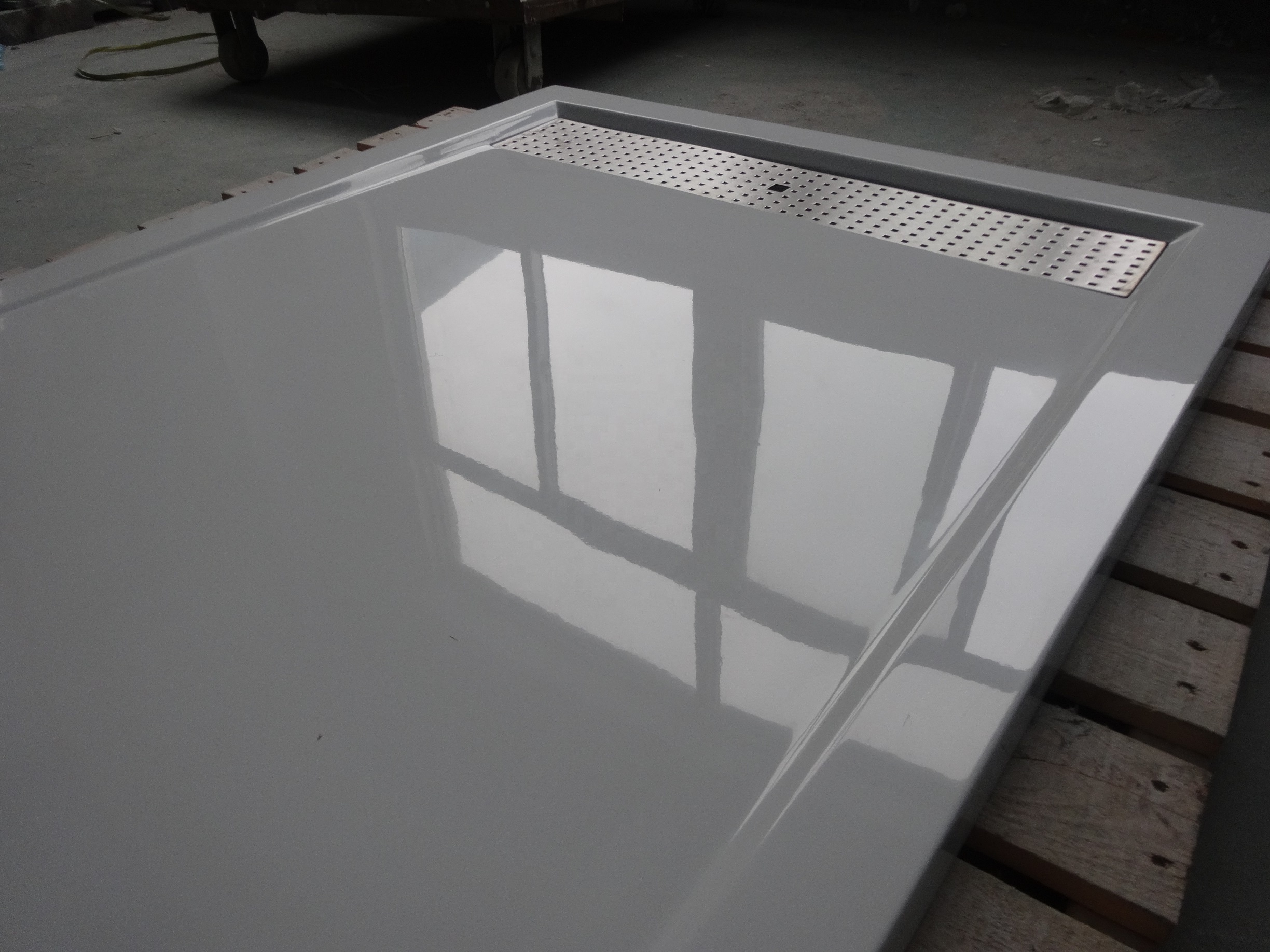 Hot Sale Normal Design China Factory Price Square Shape Polymarble Resin Stone Shower Pan Base Trays
