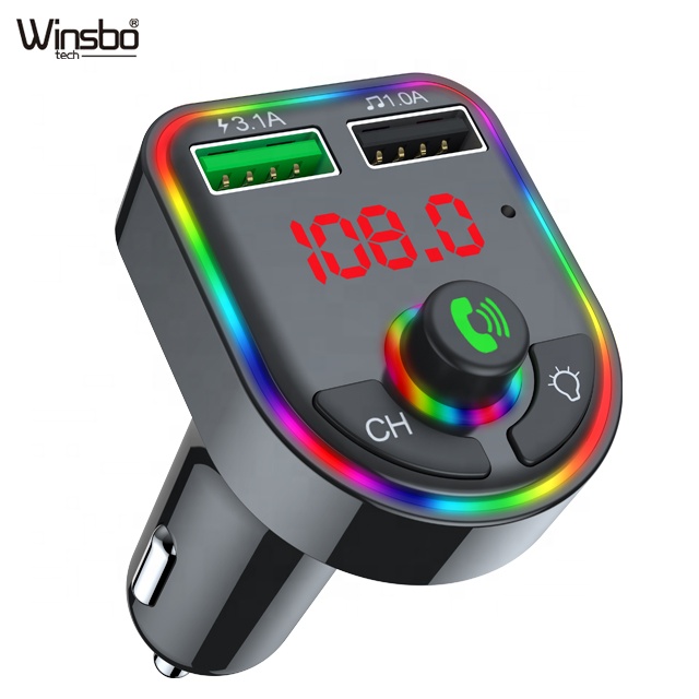 New Design Colorful Lights Blue tooth Car Kit Phone Music Usb Radio Mp3 Hands free Car Radio Fm Transmitter