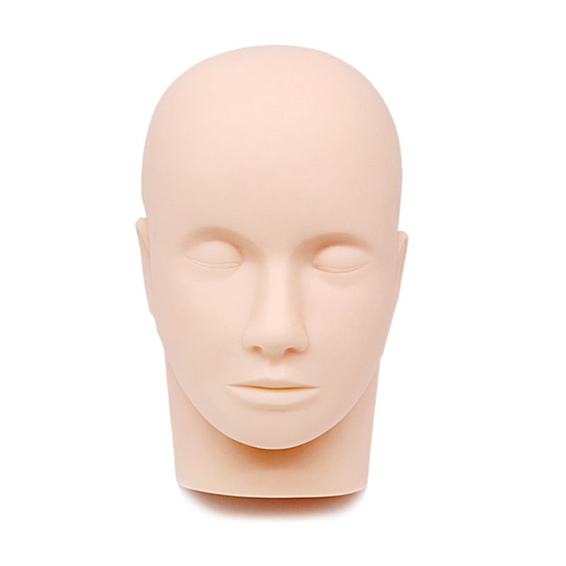 Easy to clean rubber practice flat eye extension doll head model making wig stand lash training head mannequin