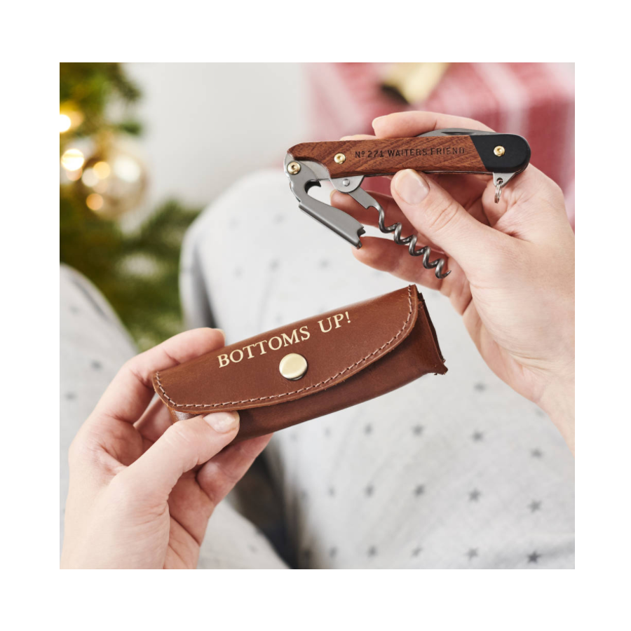 Factory Custom Leather Wine Drinks Opener Tool Holder Case