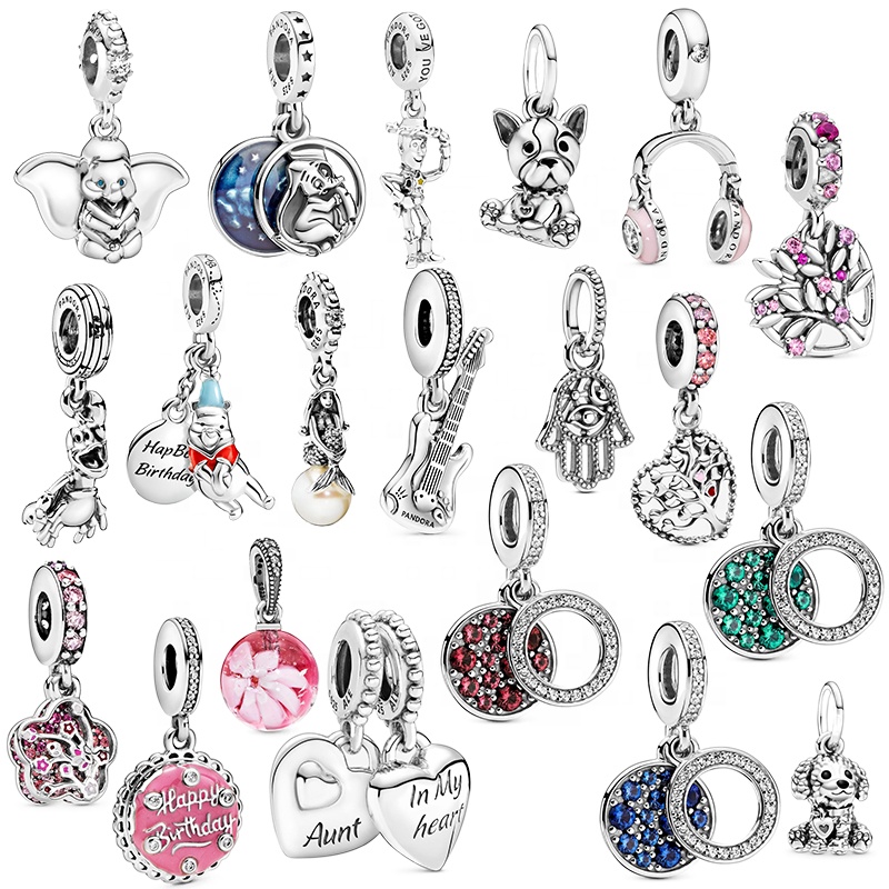 New ladies jewelry S925 silver fit pandoraer charm bracelet DIY pink family tree pendant pendant factory wholesale