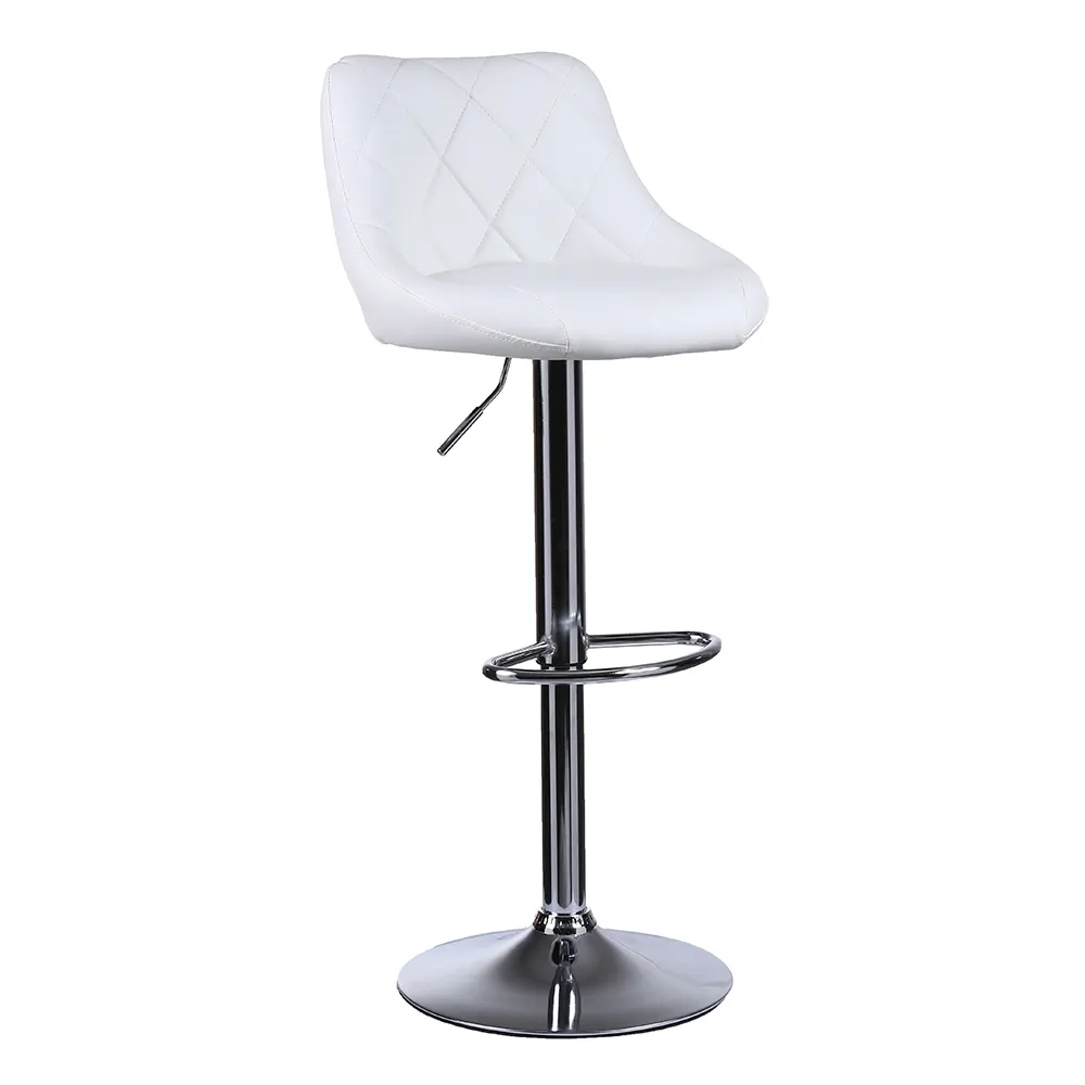 Bar Chair Tall Cheap Counter Furniture Chrome Metal Luxury Kitchen Modern High PU Leather Back Stool Chairs