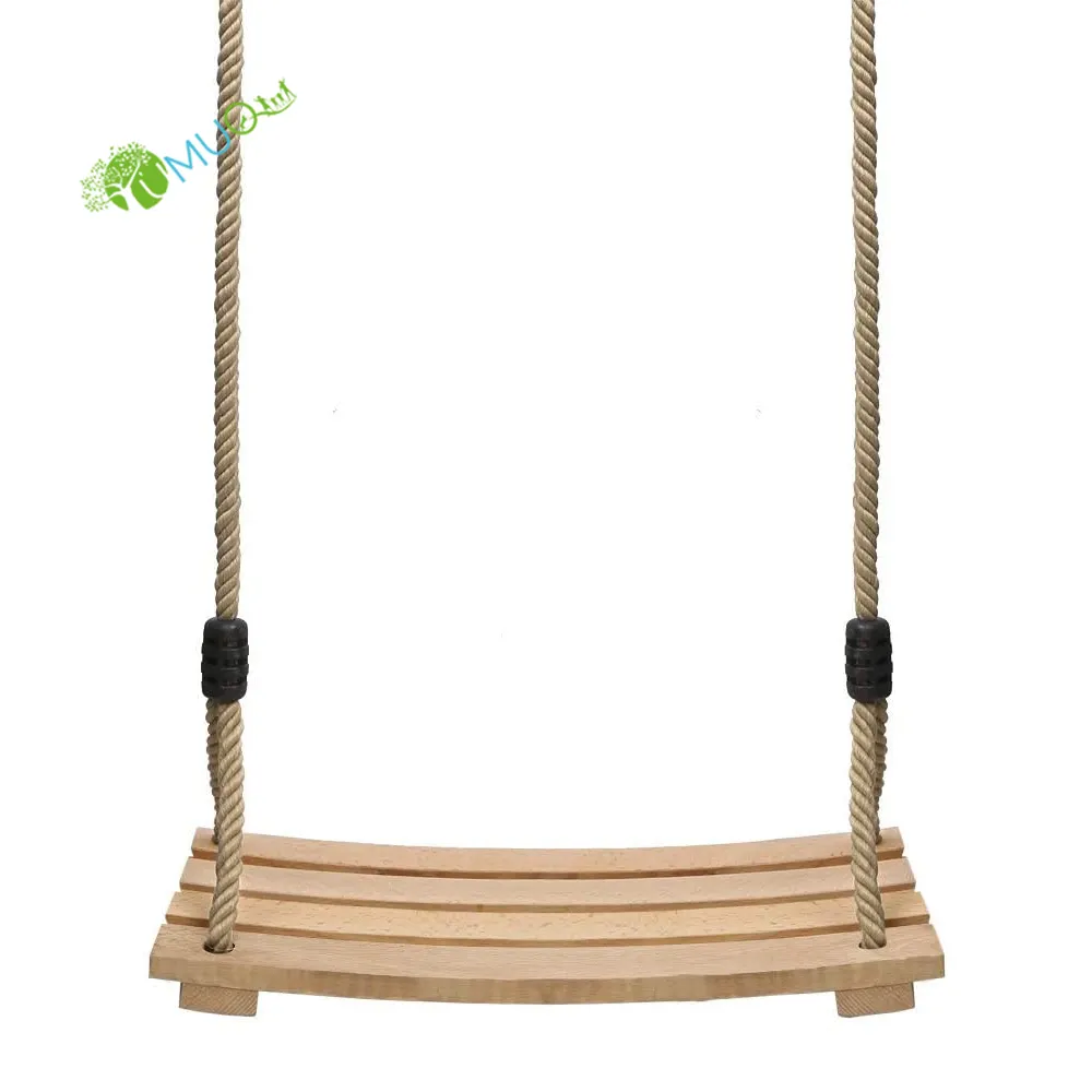 YumuQ 16.5 x 7.9" Wood Swing Seat with Rope for Kids and Adults, Adjustable Wooden Swings Set for Indoor, Outdoor Backyard