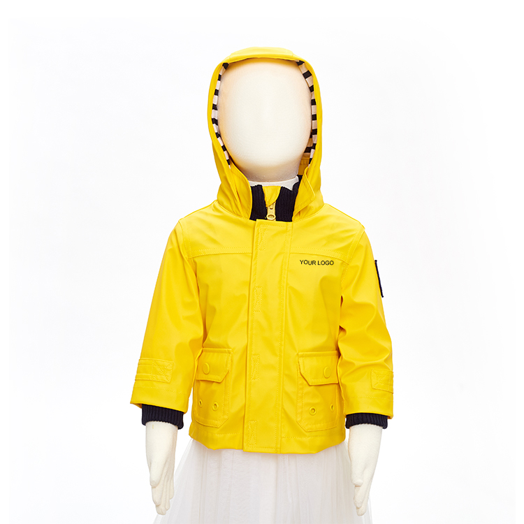 High quality chidren wear clothing pu material kids rain jacket for outdoor