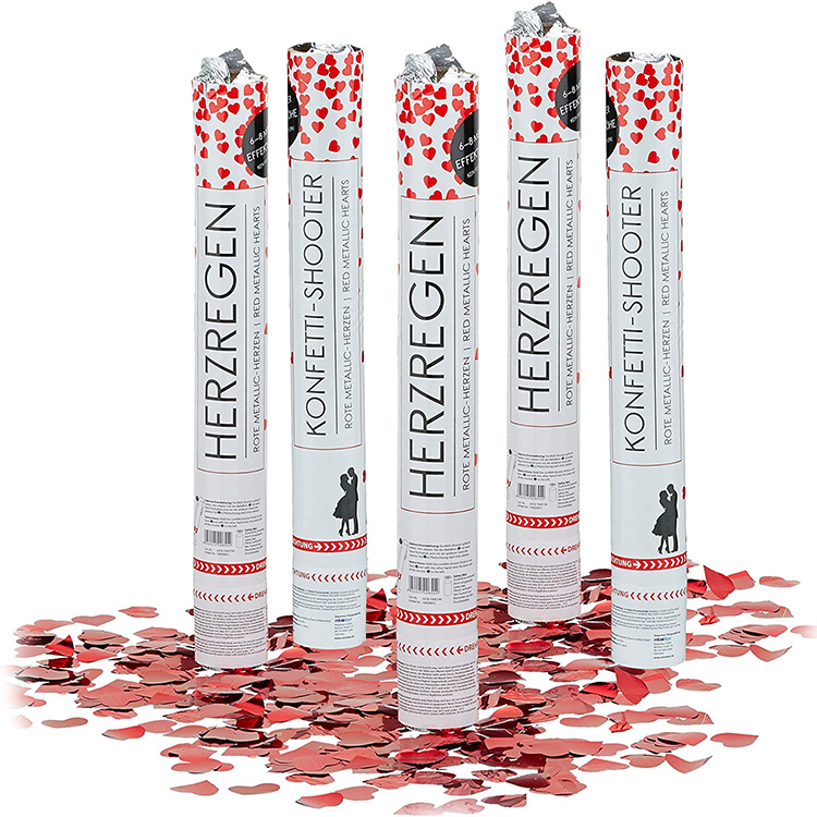 Stylish 40 cm red heart confetti biodegradable popper shooter wedding party confetti cannon decoration