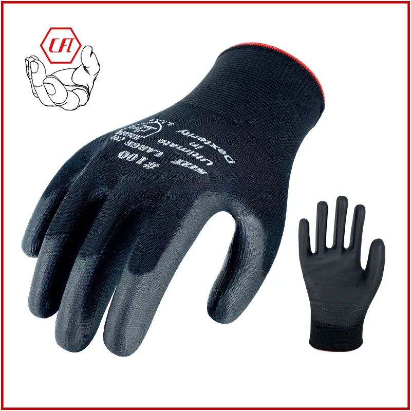 Pu Coated Work Gloves For General Purpose high quality polyester PU safety gloves Custom Logo safety working gloves