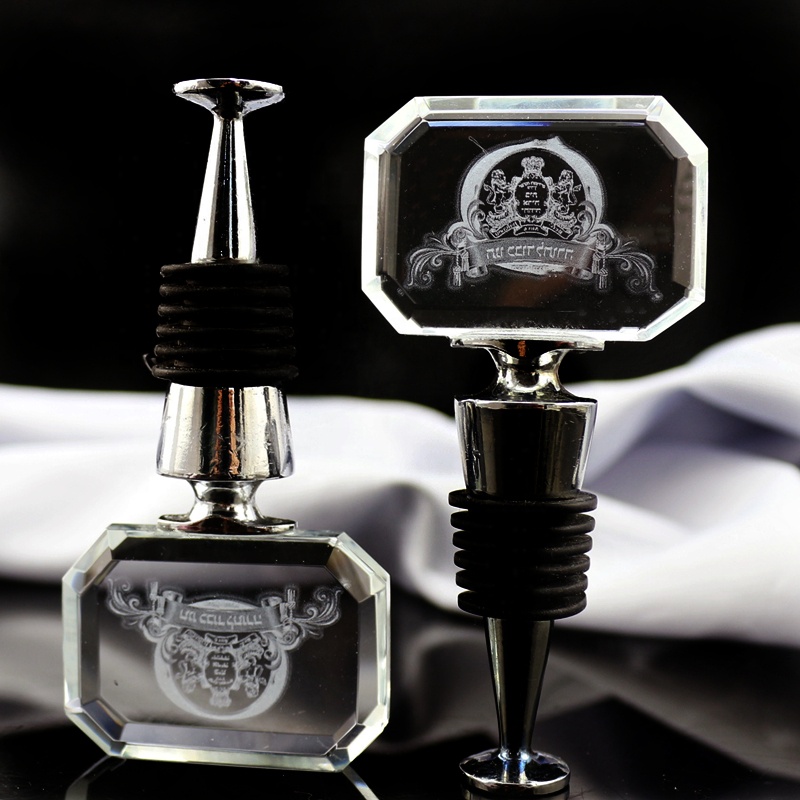 Custom 3D Laser crystal Wine Bottle Stopper for Event Gifts/Wine decanter stopper for glass wine stopper Souvenirs Gift