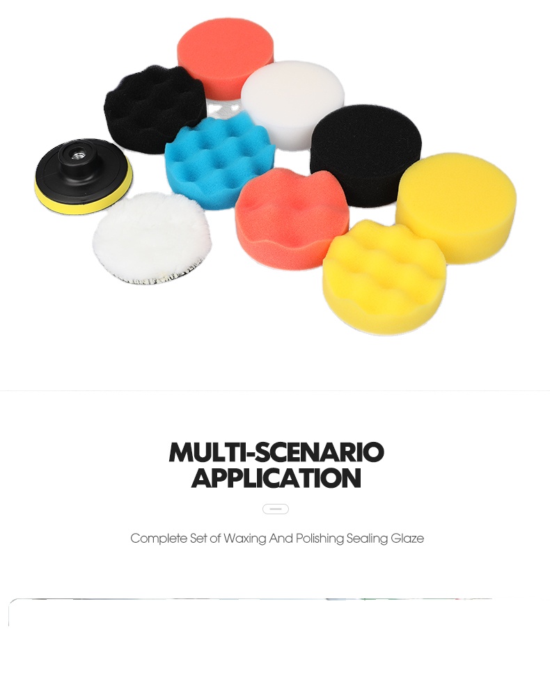 3inch Car Polishing Disc 11Pcs/Set Self-Adhesive Buffing Waxing Sponge Wool Wheel Polishing Pad For Car Polisher Drill Adapter