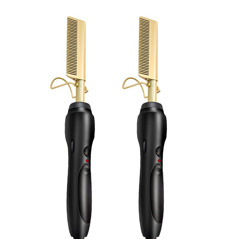 2021 New Product LCD Digital hair straightener brush hot comb electric hair straightener comb