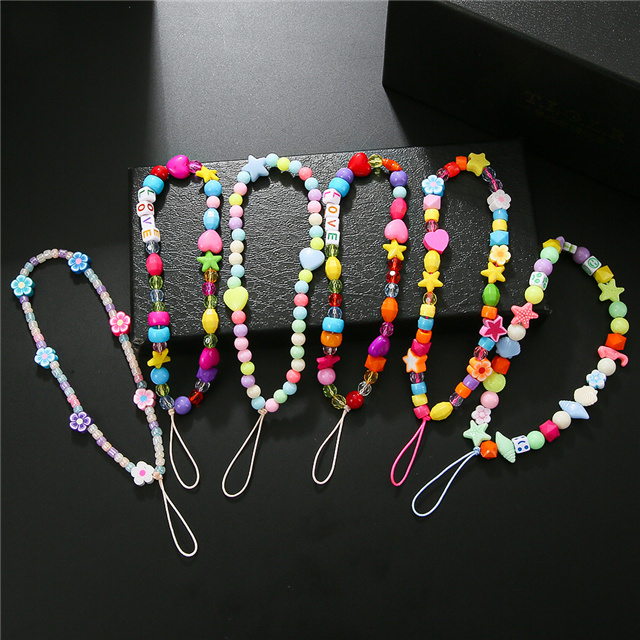 New Arrival Handmade Seahorse Starfish Resin Bead Chain Wristlet Lanyard for Mobile Phone