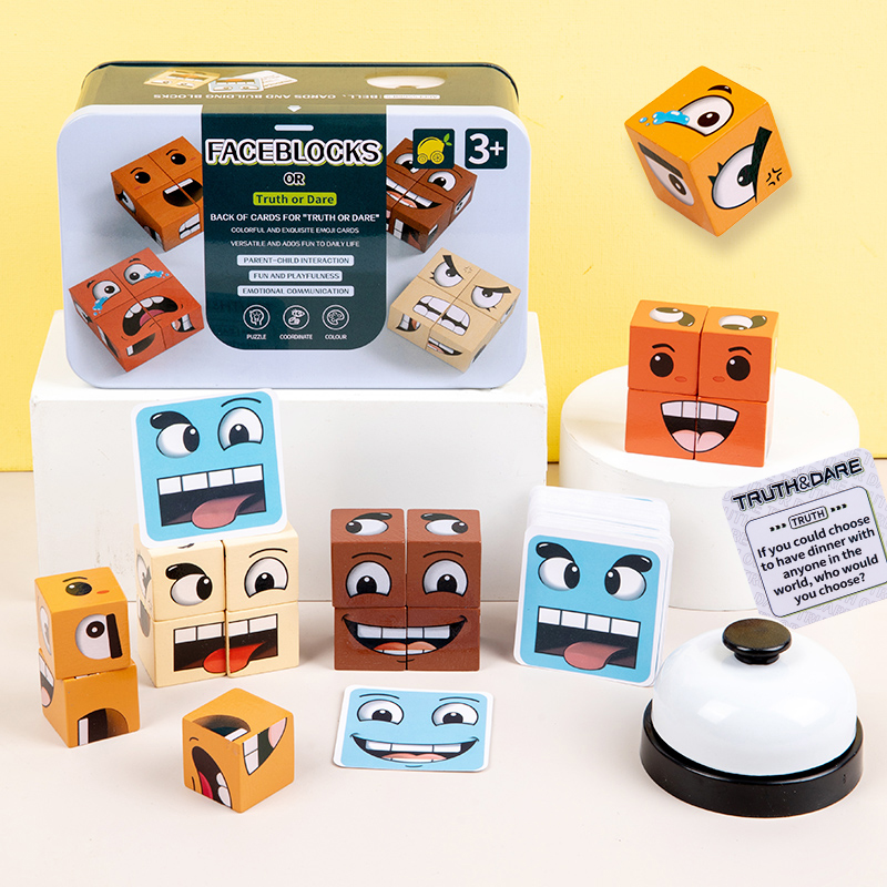 Children Montessori Face Change Building Block Sets Baby Diy Educational Learning Puzzle Battles Game Toys For Kids Boys Girls