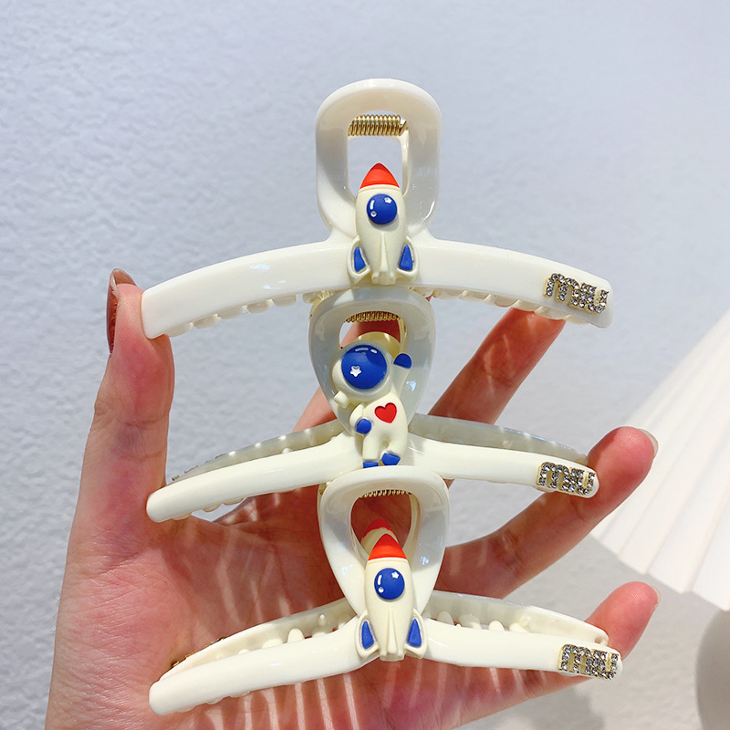 Custom Cartoon Love Astronaut Grab Clip Simulation Rocket Hair Cute Large Shark 2021New Girl Hairpin