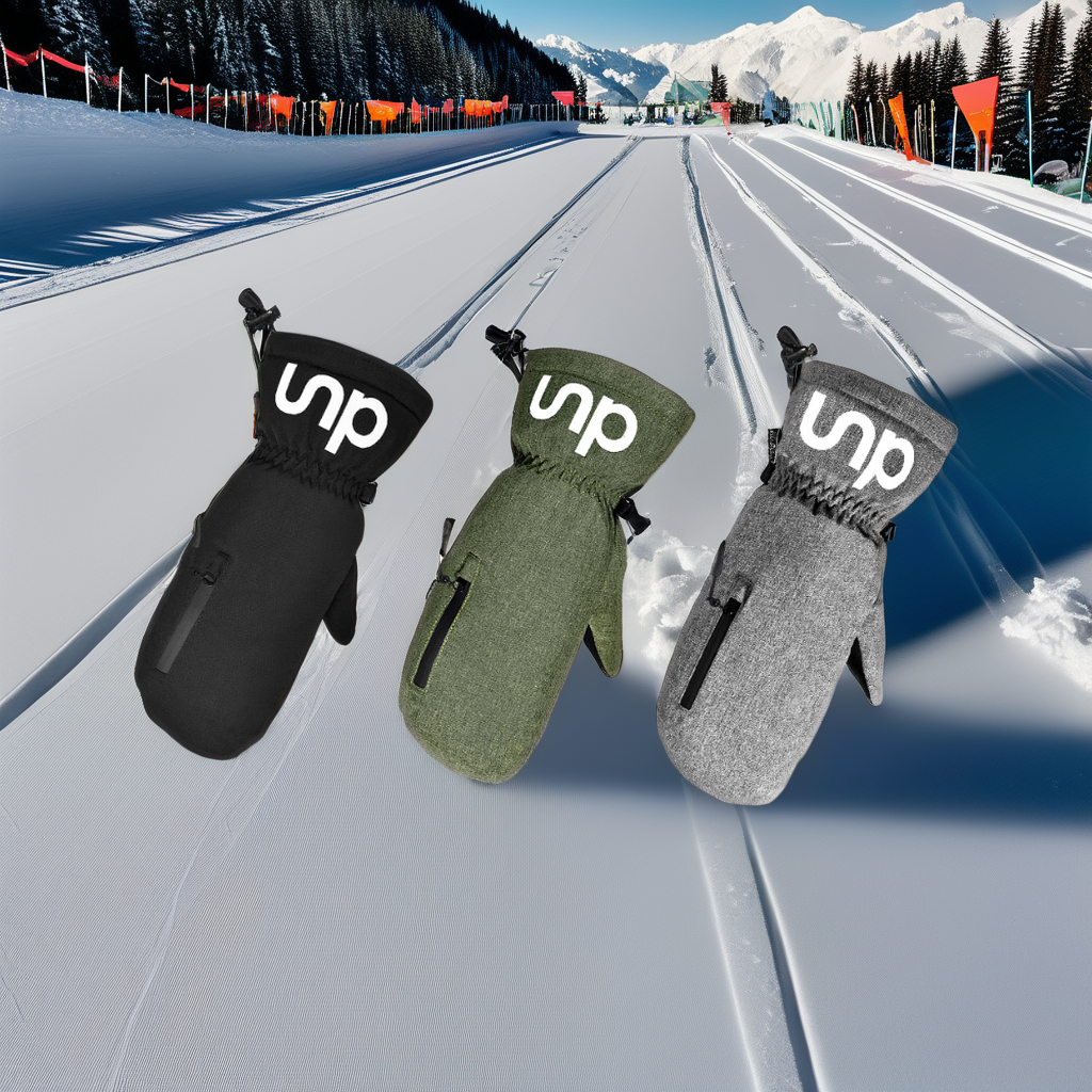 HBG 1233 Winter Unisex Mittens Gloves Waterproof And Warm Zip Pockets Snowboard Skateboard Gloves Custom Ski gloves