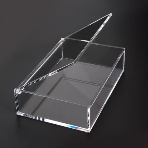 Factory supply clear acrylic boxes with flip lid, plexiglass box with lid and custom logo