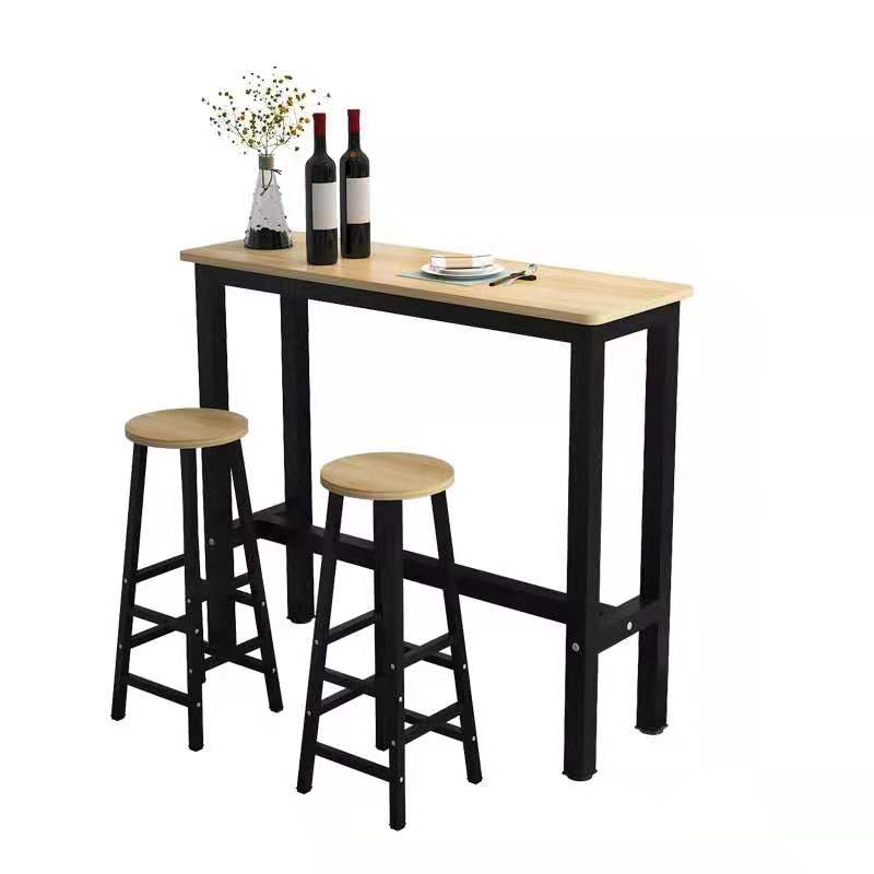 Simple Modern Small Wrought Iron Wooden Bar Table and Chairs