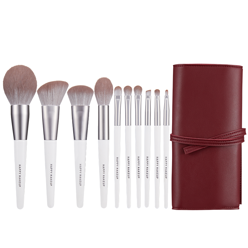 Happymakeup Профессиональный веганских материалов не тестировалось на Пользовательский ярлык, набор кистей для макияжа с чехлом