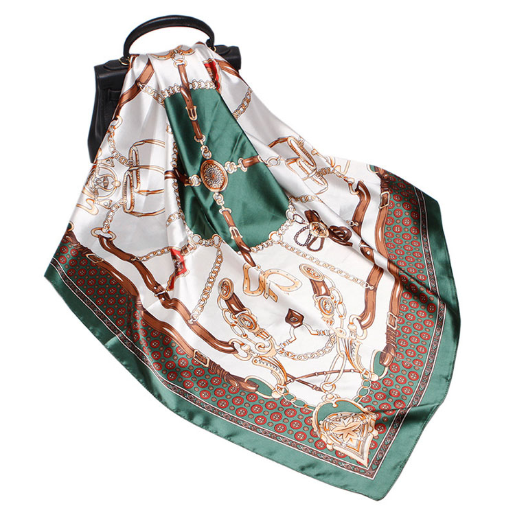 Women 90x90cm Silk Scarf Scarves Luxury Square Printed Head Hijab Satin Foulard Bandana