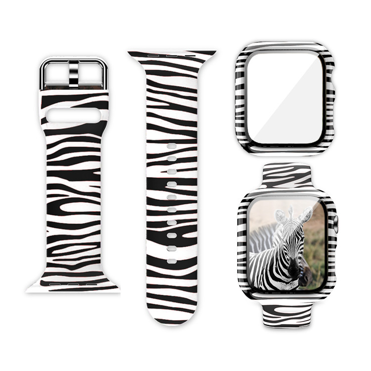 New Wrist Belt Bracelet Printing Silicone Watch Band+case Cover+strap Set 38mm 44mm 40mm 42mm For Apple