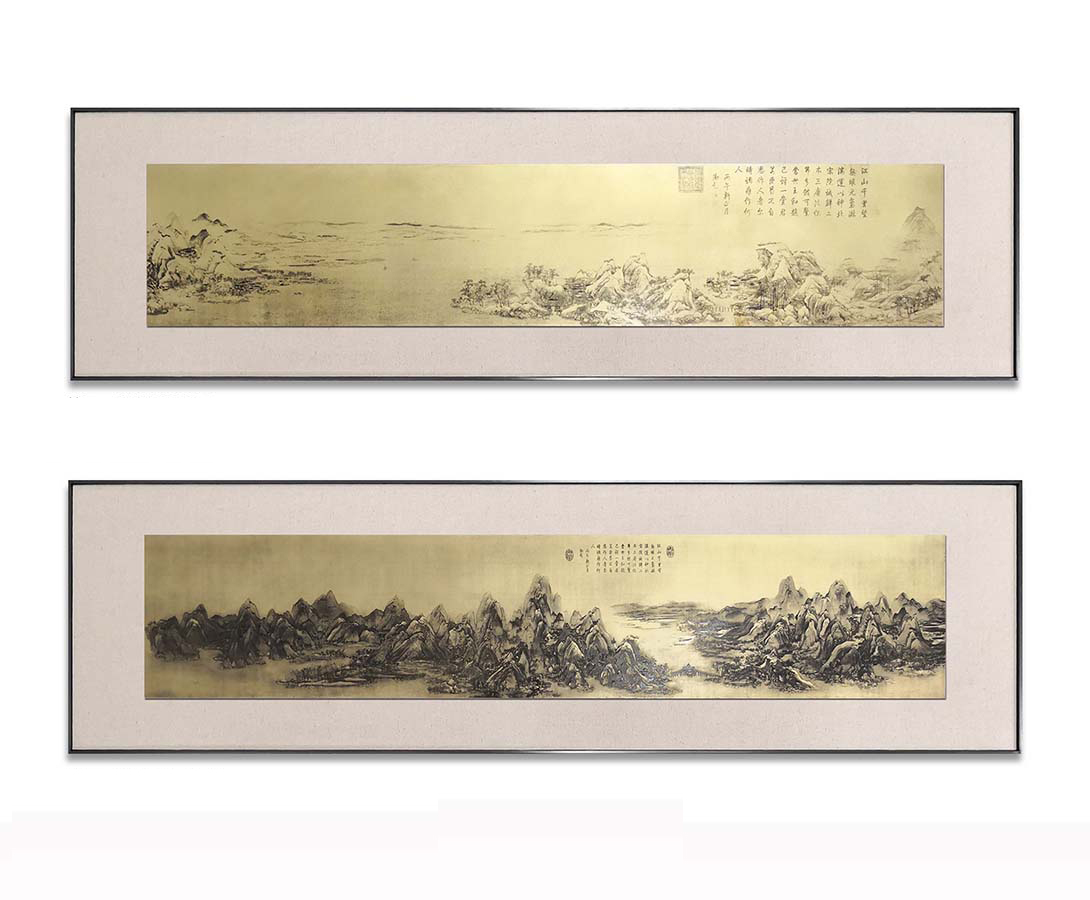 Chinese landscape painting is used for hanging pictures in family bedrooms