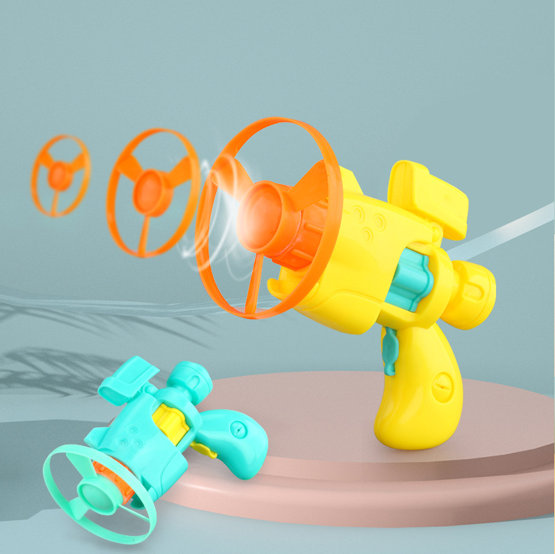 Flying Saucer Gun With Light Other Toys Flying Sky Flash Top Bamboo Dragonfly Flying Disk Shooter Children's Outdoor Toy Guns