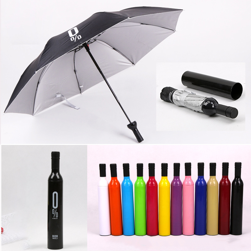Promotional 0% Cheap Price Free Sample Colorful Wine Bottle Folding Umbrella