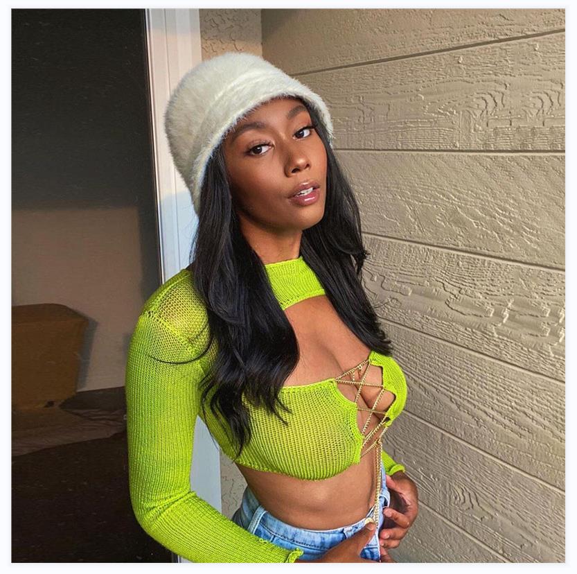 Drop shipping 2021 fall Women's sexy cropped Sweaters lace-up slim-fit sweater solid color top for women