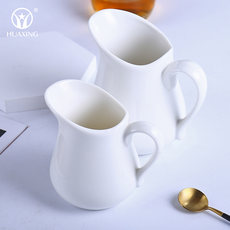 Wholesale high quality white ceramic milk pot jug creamer with handle porcelain different size