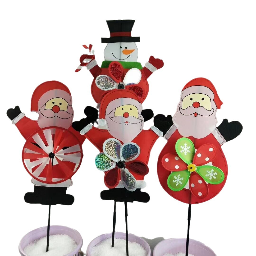 High Quality Kids Promotion Gifts Garde Christmas Style Wind Spinning Windmill For Outdoor Decorative