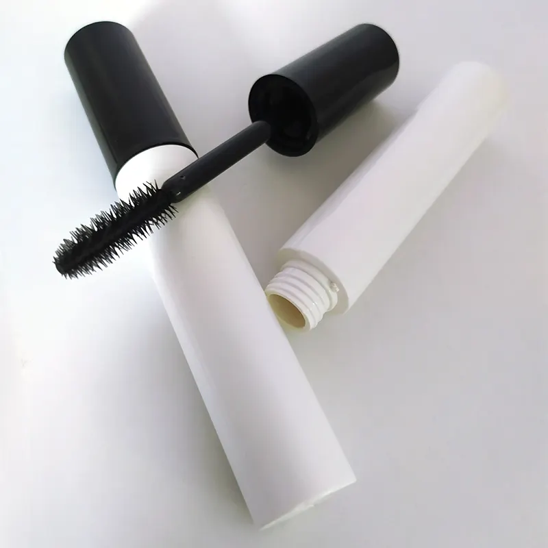 27.5ml White plastic empty tubes with brush cylindrical plastic black top mascara container