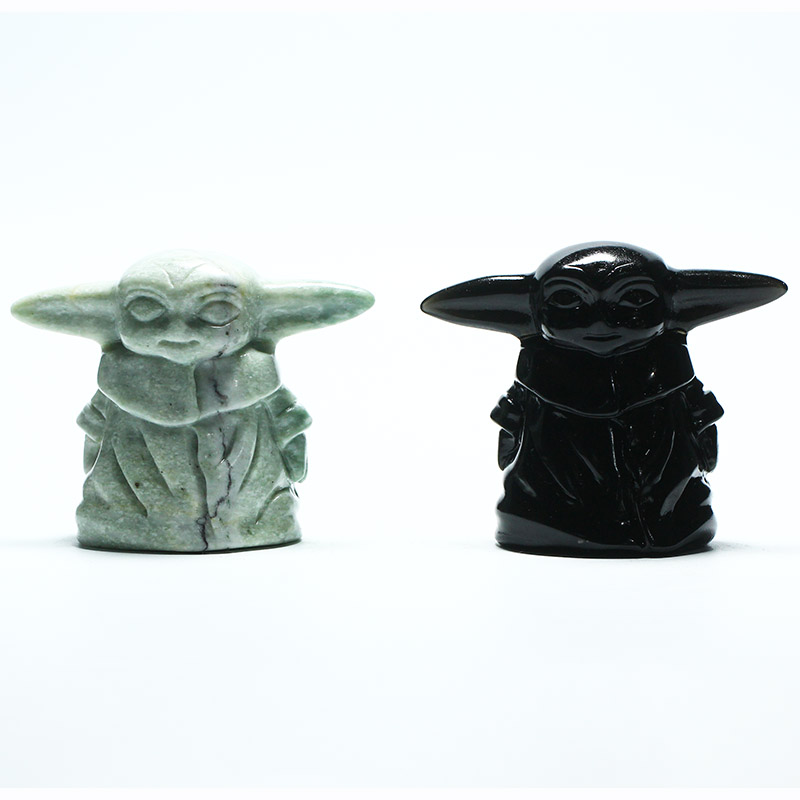 StarWar мандалорские маленькие детские статуи йода обсидиан резьба фигурка модель куклы оптовая продажа обсидиан резьба