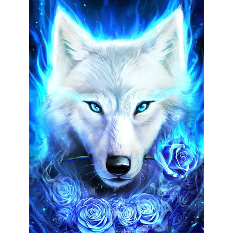Wholesale Round Or Square Drill Diamond Animal Embroidery Wolf Resin Stones Diamond Art Painting Kits Decor For Home