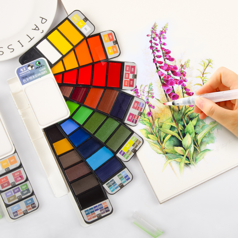 Watercolor Superior Watercolor Set 18/25/33/42 Colors Travel Painting Pigment set With Water Brush Pen